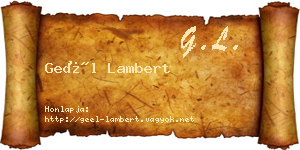 Geél Lambert névjegykártya